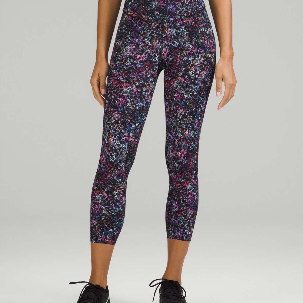 lululemon Base Pace Black Multicolor Cropped Leggings